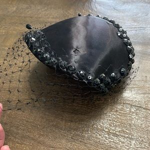 Black fascinator bird cage style vintage hat